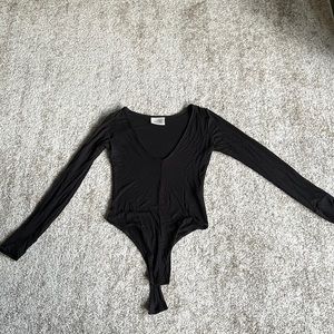 Black sexy body suit with button clasp